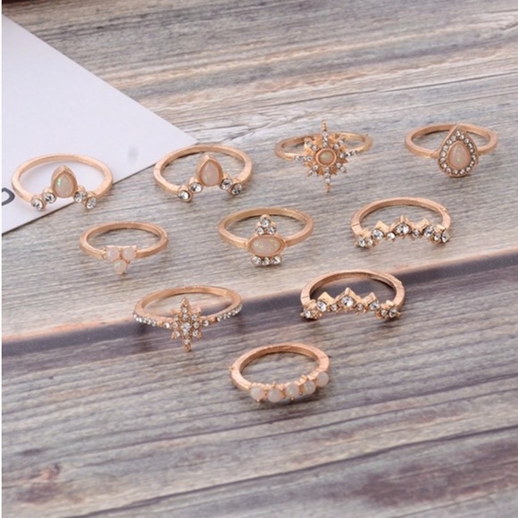 Crystal Opal Midi Knuckle Ring Set - Picture 2 of 4